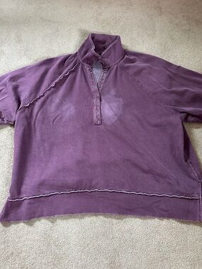 American Eagle Plum Henley Quarter Snap Pullover Sweatshirt Womens Size Large
